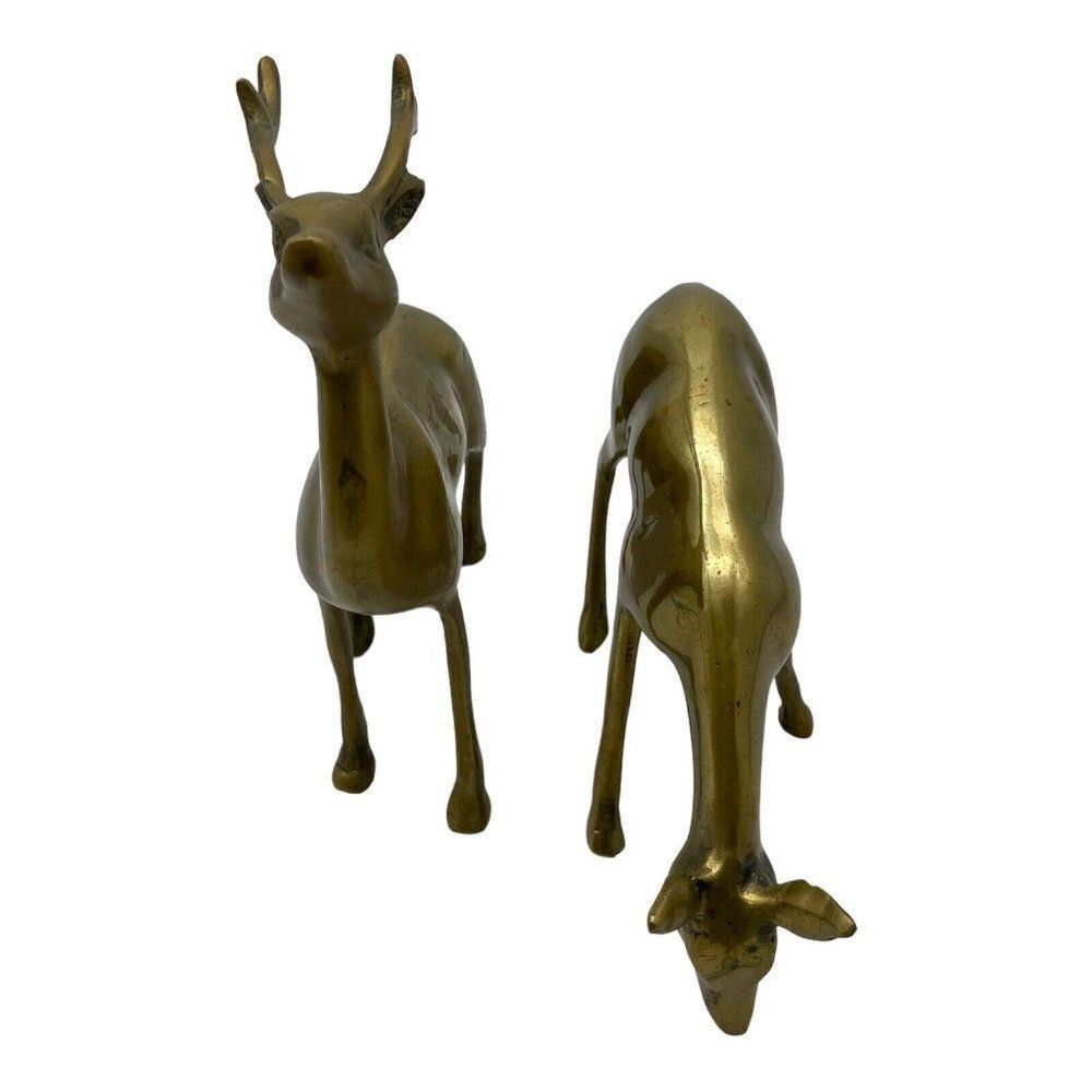 Vintage Brass Smooth Deer Buck and Doe Figurines Statues READ - Picture 3 of 10